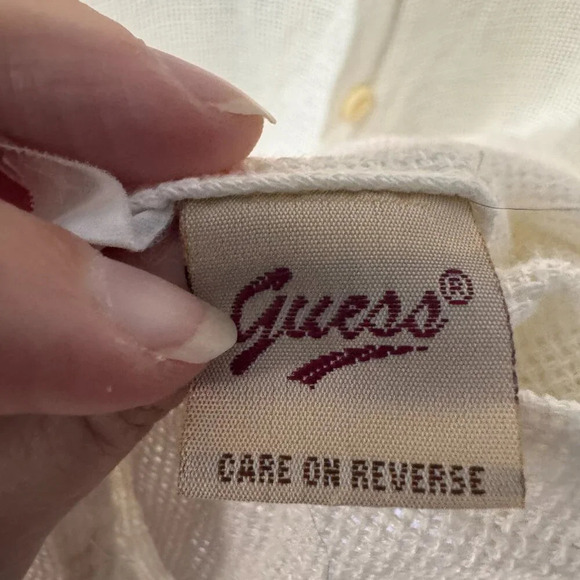 Vintage Guess mens XL  Ramie/cotton‎ blend off white - Picture 6 of 7